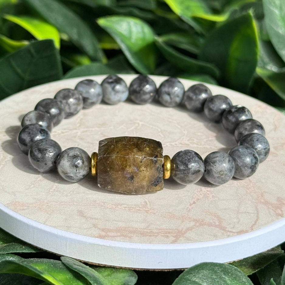 Bracelet Bouclier Mystique – Protection & Clarté énergétique - Labradorite Noire