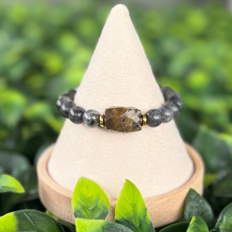 Bracelet Bouclier Mystique – Protection & Clarté énergétique - Labradorite Noire